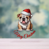 Feestelijke Bulldog Merry Christmas Classic T-shir Acryl Bord (Neutraal)