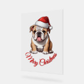 Feestelijke Bulldog Merry Christmas Classic T-shir Acryl Bord (Hoek)