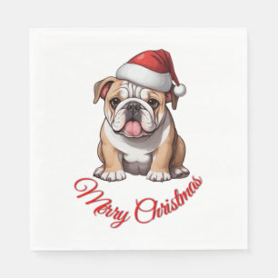 Feestelijke Bulldog Merry Christmas Classic T-shir Servet