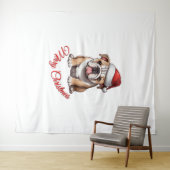 Feestelijke Bulldog Merry Christmas Classic T-shir Wandkleed (In Situ (horizontaal))