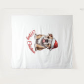 Feestelijke Bulldog Merry Christmas Classic T-shir Wandkleed (Voorkant (horizontaal))
