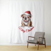 Feestelijke Bulldog Merry Christmas Classic T-shir Wandkleed (In situ)