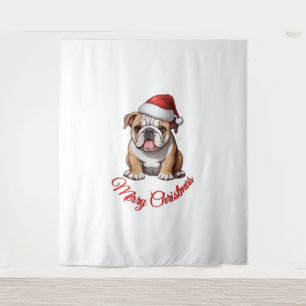 Feestelijke Bulldog Merry Christmas Classic T-shir Wandkleed