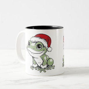 Feestelijke Bullfrog Christmas Design Tweekleurige Koffiemok