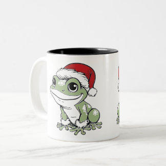 Feestelijke Bullfrog Christmas Design Tweekleurige Koffiemok