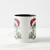 Feestelijke Bullfrog Christmas Design Tweekleurige Koffiemok (Center)