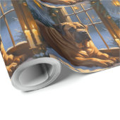Feestelijke Bullmastiff met kerstverlichting Vakan Cadeaupapier (Rol Hoek)