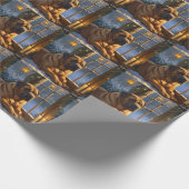 Feestelijke Bullmastiff met kerstverlichting Vakan Cadeaupapier (Hoek)