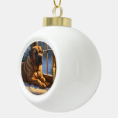 Feestelijke Bullmastiff met kerstverlichting Vakan Keramische Bal Ornament (Rechts)