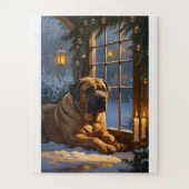 Feestelijke Bullmastiff met kerstverlichting Vakan Legpuzzel (Verticaal)