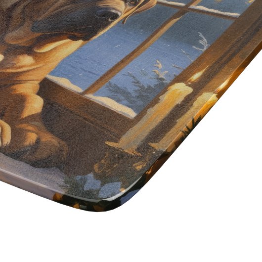 Feestelijke Bullmastiff met kerstverlichting Vakan Snijplank (Hoek)