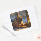 Feestelijke Bullmastiff met kerstverlichting Vakan Vierkante Sticker (Envelop)