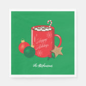 Feestelijke cacao Mok Green Holiday Paper Napkin Servet (Voorkant)