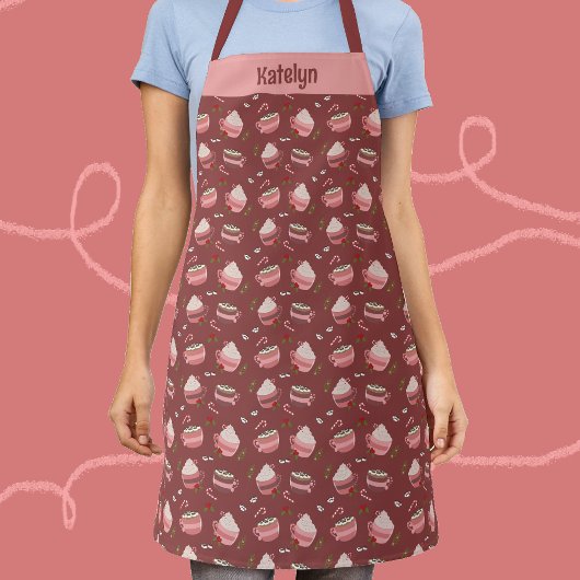 Feestelijke Cacao Mokken Doodle Pattern Schort met