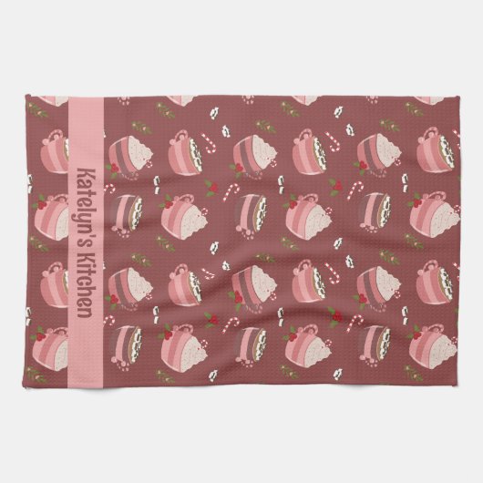 Feestelijke Cacao Mokken Patroon Vakantie Keuken H Theedoek (Horizontaal)