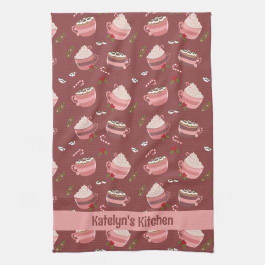 Feestelijke Cacao Mokken Patroon Vakantie Keuken H Theedoek (Verticaal)