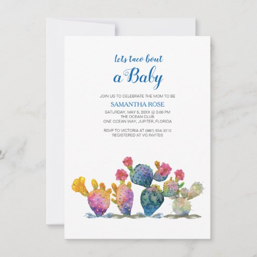 Feestelijke Cactus Baby shower Fiesta Kaart (Voorkant)