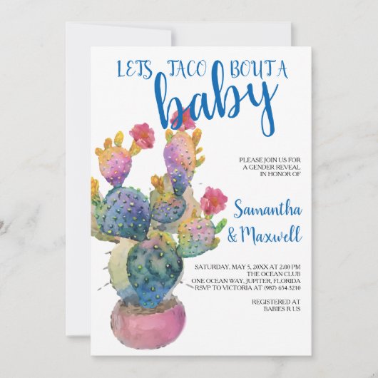 Feestelijke Cactus FIESTA BABY SHOWER Kaart (Voorkant)