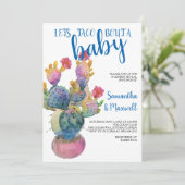 Feestelijke Cactus FIESTA BABY SHOWER Kaart (Staand voorkant)