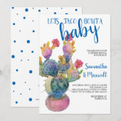 Feestelijke Cactus FIESTA BABY SHOWER Kaart (Voorkant / Achterkant)