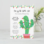 Feestelijke Cactus Kerstfeest Uitnodiging (Staand voorkant)