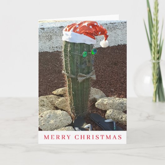 Feestelijke cactus uitzicht kerstkaart feestdagen kaart (Voorkant)