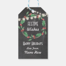 Feestelijke Cadeau Labels Kerstkrans Vrolijk Xmas 