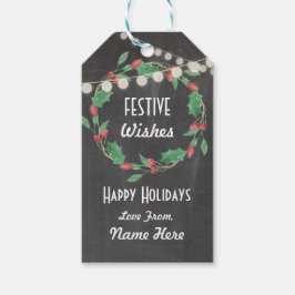 Feestelijke Cadeau Labels Kerstkrans Vrolijk Xmas  Cadeaulabel