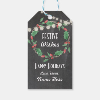 Feestelijke Cadeau Labels Kerstkrans Vrolijk Xmas Cadeaulabel