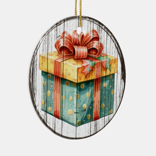 Feestelijke Cadeaudoos - Kerstversiering Keramisch Ornament (Rechts)