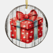 Feestelijke Cadeaudoos - Kerstversiering Keramisch Ornament (Voorkant)