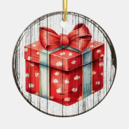 Feestelijke Cadeaudoos - Kerstversiering Keramisch Ornament