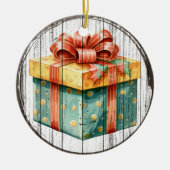 Feestelijke Cadeaudoos - Kerstversiering Keramisch Ornament (Voorkant)