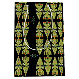 Feestelijke Cadeaupapier Groen Zwart Patroon Medium Cadeauzakje