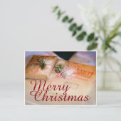 Feestelijke cadeaus als kerstmotief feestdagenkaart (Staand voorkant)