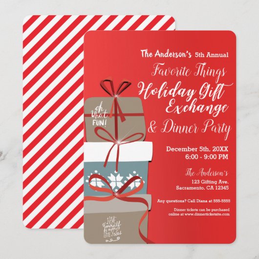 Feestelijke cadeauuitwisselingsfeestje favoriete d kaart (Voorkant / Achterkant)