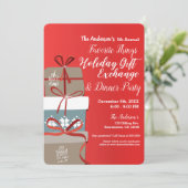 Feestelijke cadeauuitwisselingsfeestje favoriete d kaart (Staand voorkant)