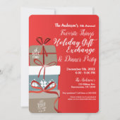 Feestelijke cadeauuitwisselingsfeestje favoriete d kaart (Voorkant)