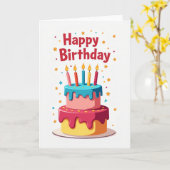 Feestelijke cake kaart (Gele Bloem)
