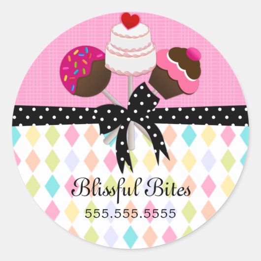 Feestelijke Cake Poppen Bakkerij Box Seals Ronde Sticker (Voorkant)