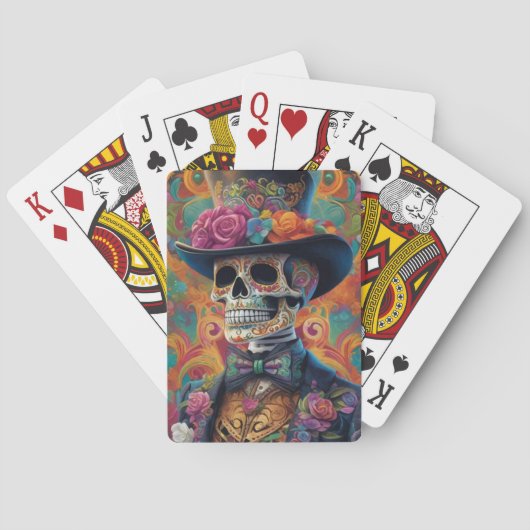 Feestelijke Calaveras Tribute: Sugar Skull Splendo Pokerkaarten (Achterkant)