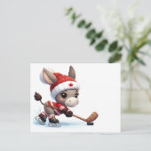 Feestelijke Canada Kerst Hockey Ezel Briefkaart (Staand voorkant)