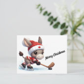 Feestelijke Canada Kerst Hockey Ezel Briefkaart (Staand voorkant)