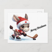 Feestelijke Canada Kerst Hockey Ezel Briefkaart (Voorkant / Achterkant)