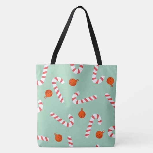 Feestelijke Candy Cane Christmas Canvas tas (Voorkant)