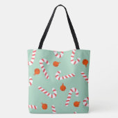 Feestelijke Candy Cane Christmas Canvas tas (Achterkant)
