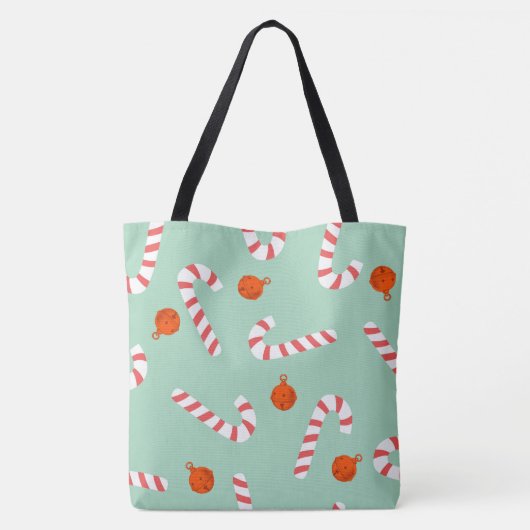 Feestelijke Candy Cane Christmas Canvas tas (Achterkant)