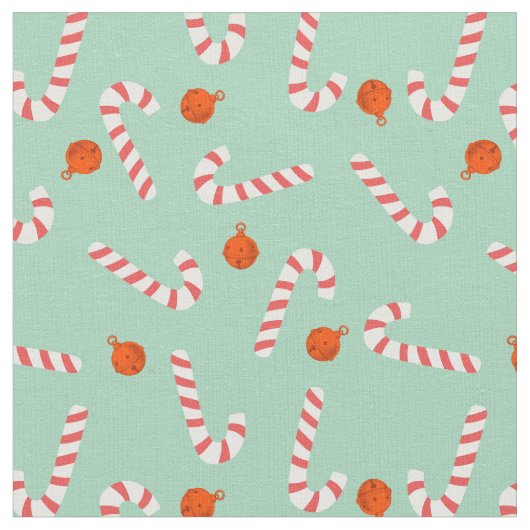 Feestelijke Candy Cane Cotton Stof (Close Up)