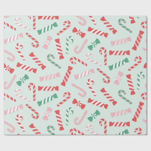 Feestelijke Candy Cane Delight Pattern Cadeaupapier (Vlak)