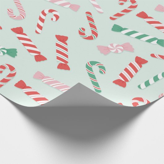 Feestelijke Candy Cane Delight Pattern Cadeaupapier (Hoek)